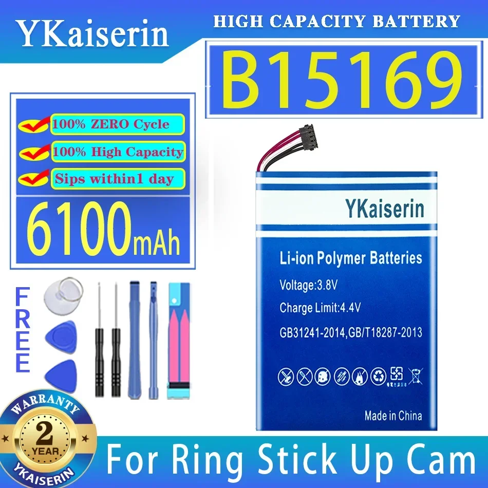 YKaiserin Battery B15169 6100mAh For Ring Stick Up Cam Home Security Camera