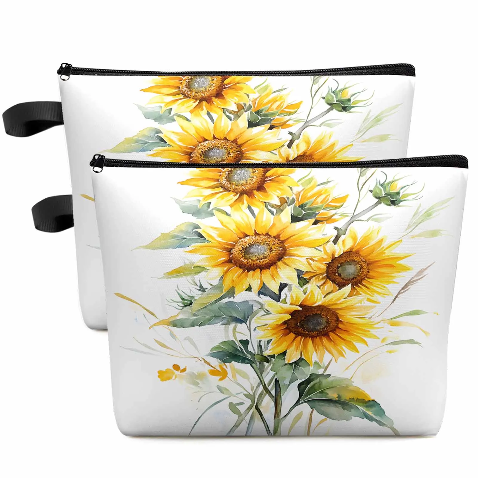 

Modernism Sunflower Large Capacity Travel Cosmetic Bag Portable Makeup Storage Pouch Women Waterproof Pencil Case