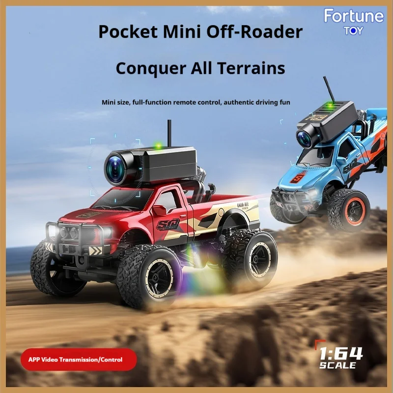 WLtoys 6407 Rc Monster Truck 1:64 Mini Full Proportional Off Road Fpv Hd Camera Wifi App Control With Display Screen Car Model