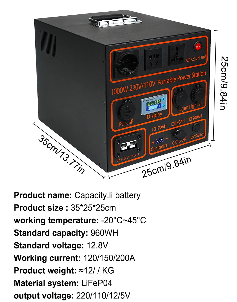 12V 60ah Power station 120ah Power bank 150ah Lifepo4 with inverter 110v220v 500w 1000w Camping high battery pack for RV Outdoor