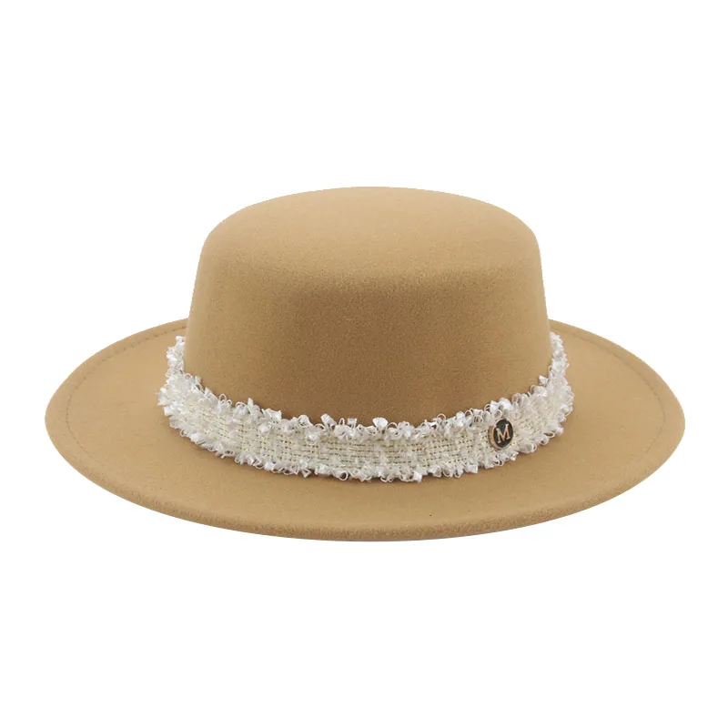 

Hats for Women Fedoras Felted Hat Flat Dome Solid Band Luxury Elegant Fahsion Jazz Cap Women's Hat Women Hat Sombreros De Mujer