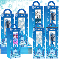 6Pcs Blue Gift Favor Boxes Ice and Snow Theme Packaging Boxes for Snowflake Party Favors Birthday Decoration Supplies