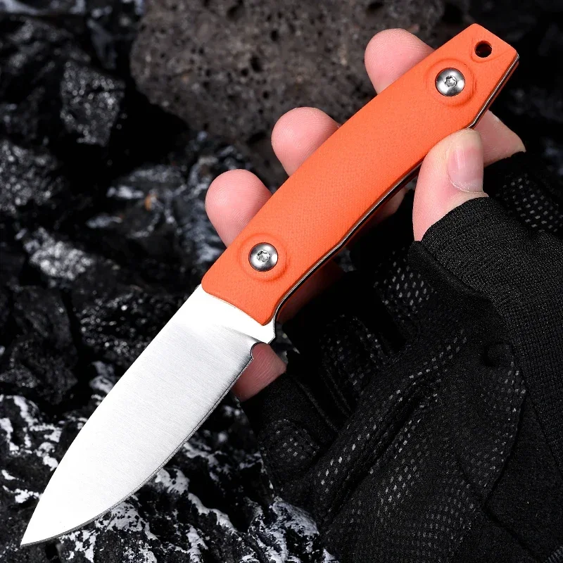 HWZBBEN Z040 Self Defense Straight Knife Fixed Blade Knife Outdoor Camping Hunting Pocket Kitchen G10 Handle Multi-purpose Edc