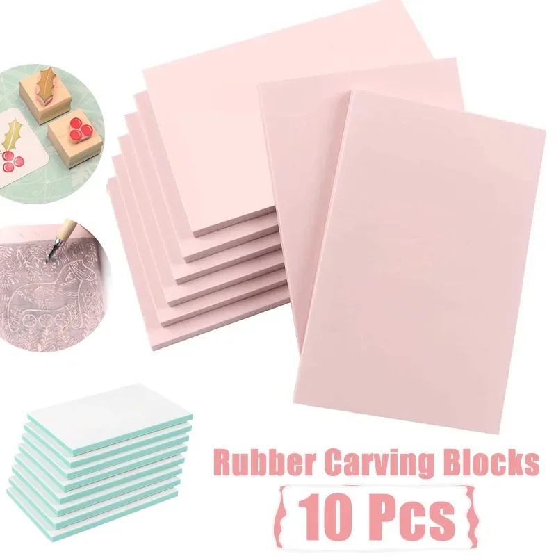 

10 Pcs 15x10x0.6cm Rubber Carving Blocks Soft Linoleum for Printmaking Rectangle Stamp Tools Easy Cut Lino Crafts Making Kit