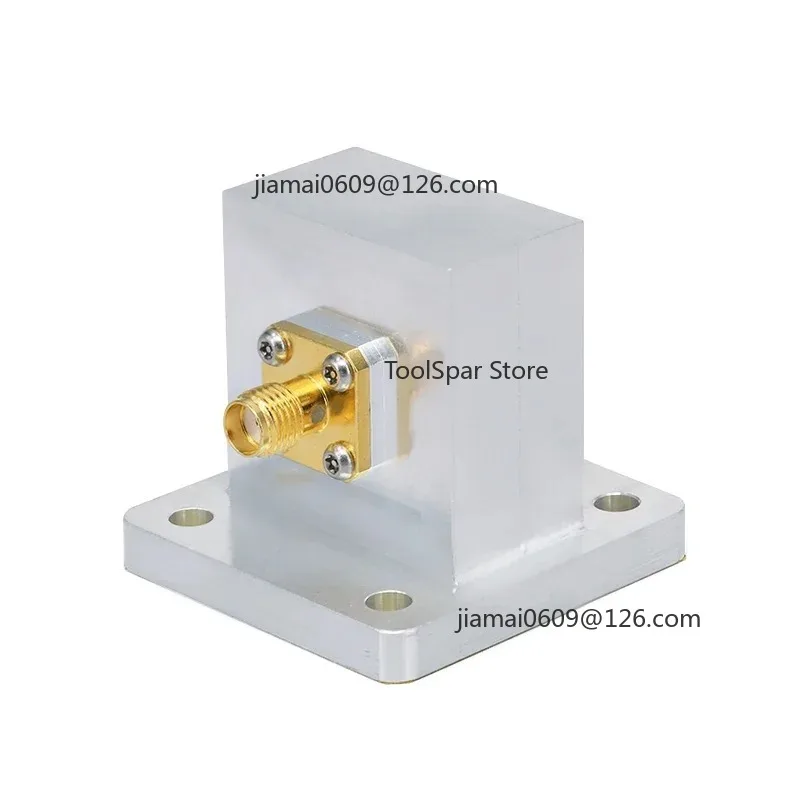 WR-75 to SMA Female Right Angle Adapter, Waveguide Coax 9.84-15GHz UBR120 Flange