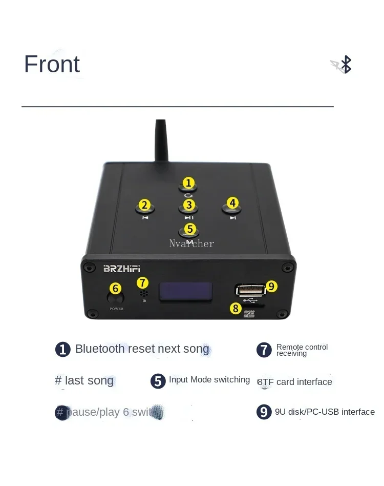 Receptor Bluetooth 5.0 player de música sem perdas toca-discos digital ES9038 decodificação