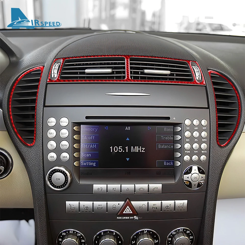 Real Soft Carbon Fiber Trim Sticker For Mercedes Benz SLK R171 2004 2005 2006 2007 2008 2009 2010 Central Air Outlet Accessories view 5