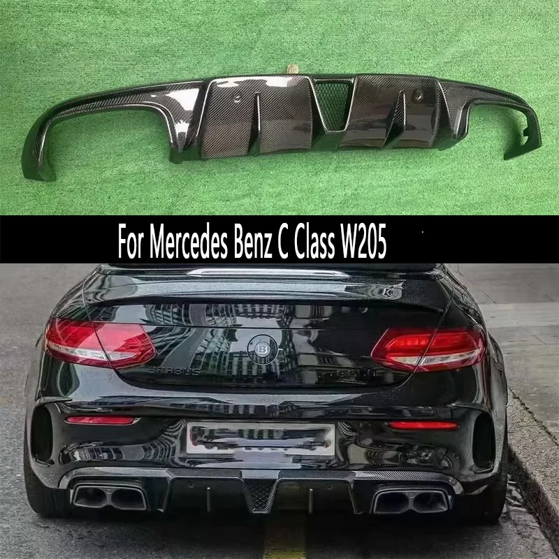 For Mercedes Benz C Class W205 C43 C63 C260 300 15-21 Two doors Carbon Fiber Car Rear Bumper Diffuser Splitters Spoiler Back lip