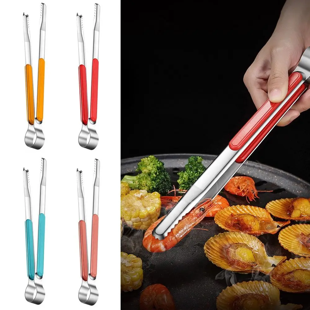 Korean Food Tongs BBQ Meat Bun Stainless Steel Cooking Tongs Utensil Tong Buffet Clips Toast Bread Clamp Kitchen Tools