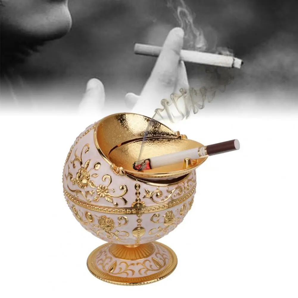 Sturdy  Fashion Fancy Gift Ashtray Storage Castle Pattern Ash Case Windproof   for Living Room