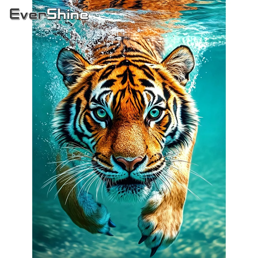Evershine Diamond Mosaic Tiger Animal Full Square Painting Picture Of Rhinestones Diamond Embroidery DIY New Arrival Wall Decor
