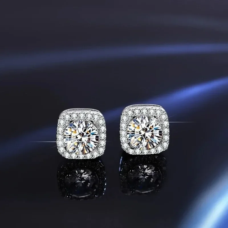

Simple imitation diamond ring for women, square stud pendant, three-piece set of square diamond titanium steel necklace