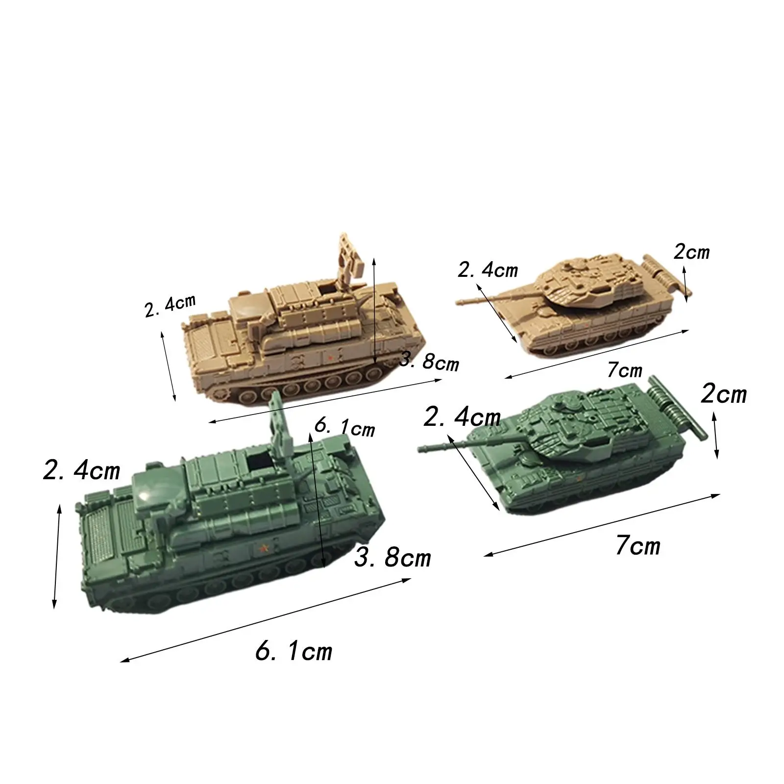 4 Stuks 1/144 Tank Model Collectables Building Kits Educatief Speelgoed Brain Teaser Tank Voertuig Speelgoed Bureau Decor Voor Meisjes kinderen