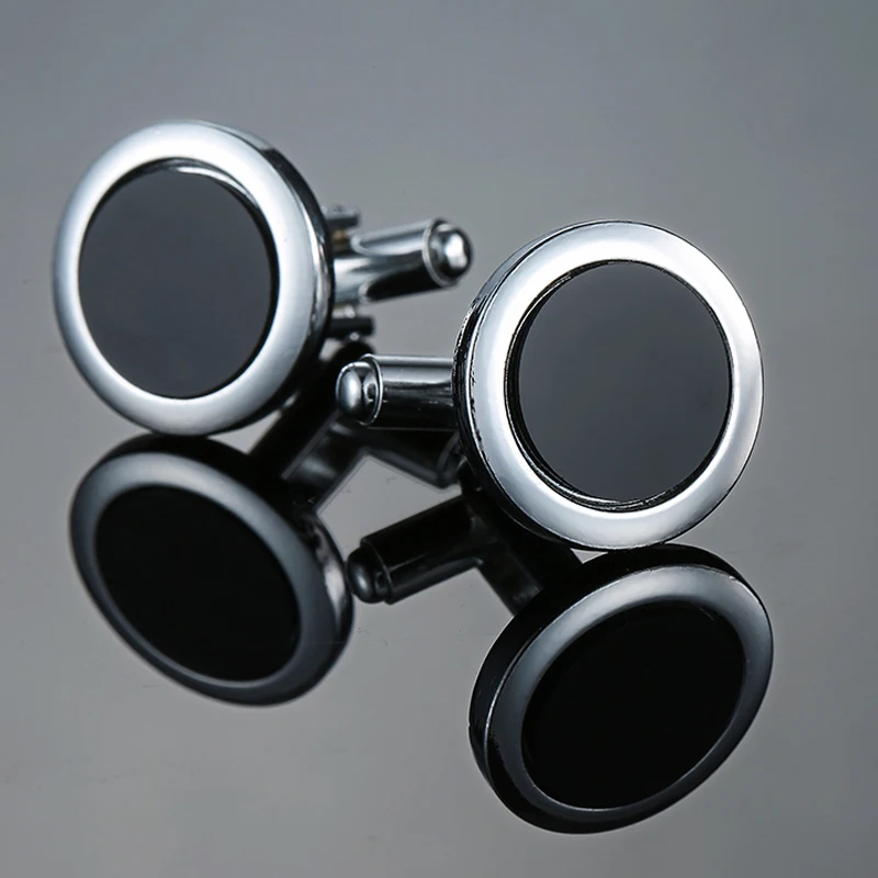 

High quality round black cufflinks for men's wedding French shirt cuffs branded buttons, the best choice for gift giving