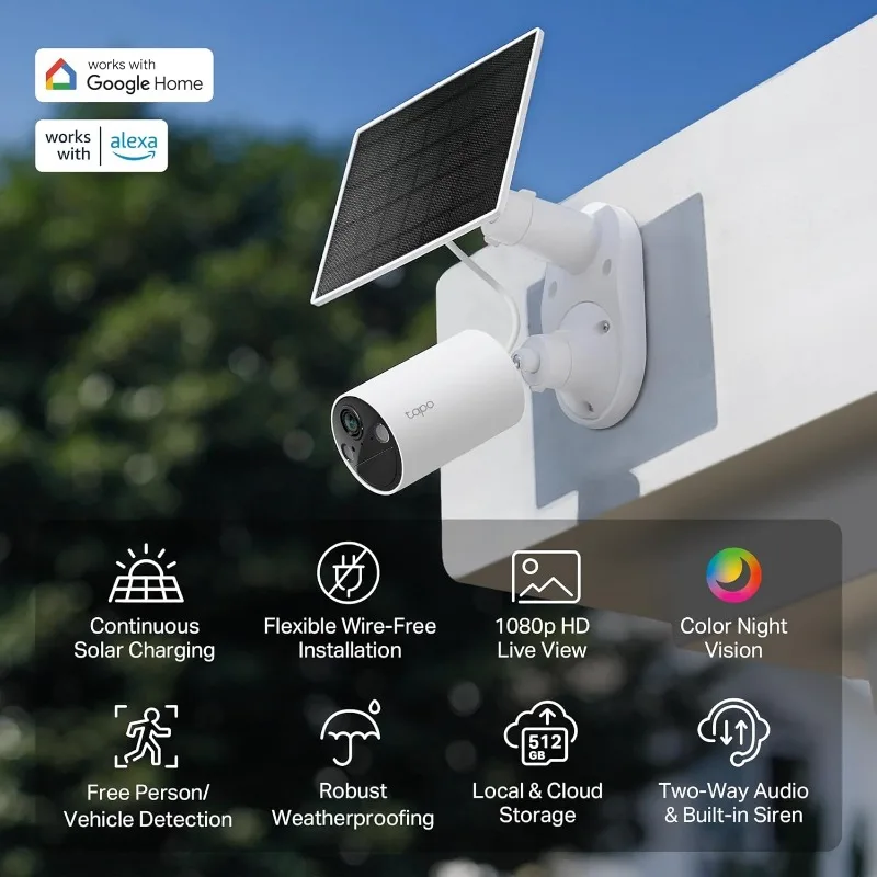 TP-Link  SolarCam C402 Kit, Outdoor Battery Camera w/Solar Panel Base, Wireless, 1080P, Free Person/Vehicle Detection