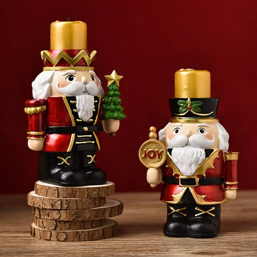 

Cartoon Nutcracker Candlestick Anti Slip Festival Christmas Candle Stand Resin Nutcracker Candle Holders Home Xmas Decor