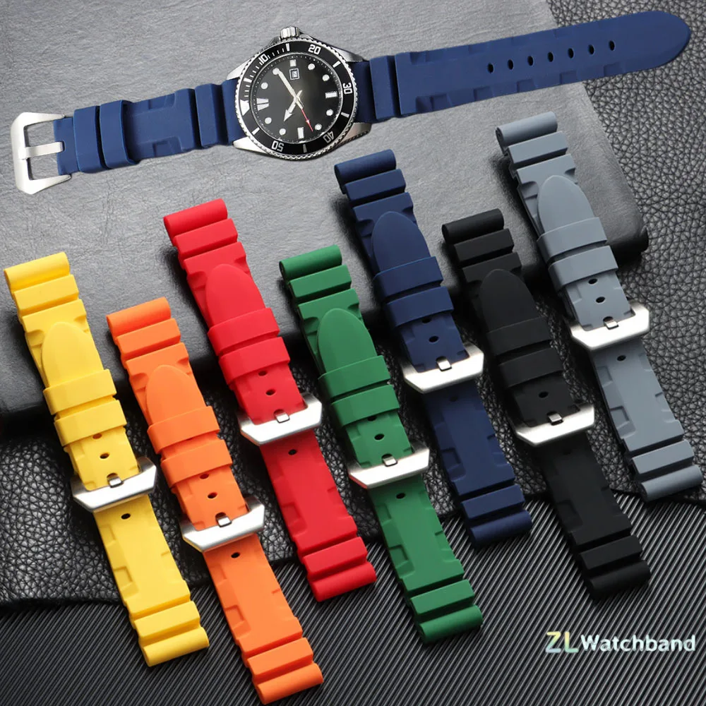 Rubber Watch Band for Panerai SUBMERSIBLE PAM441 359 Pa111 Soft Silicone 22/24/26mm Bracelet Men Watch Strap Watch Accessories
