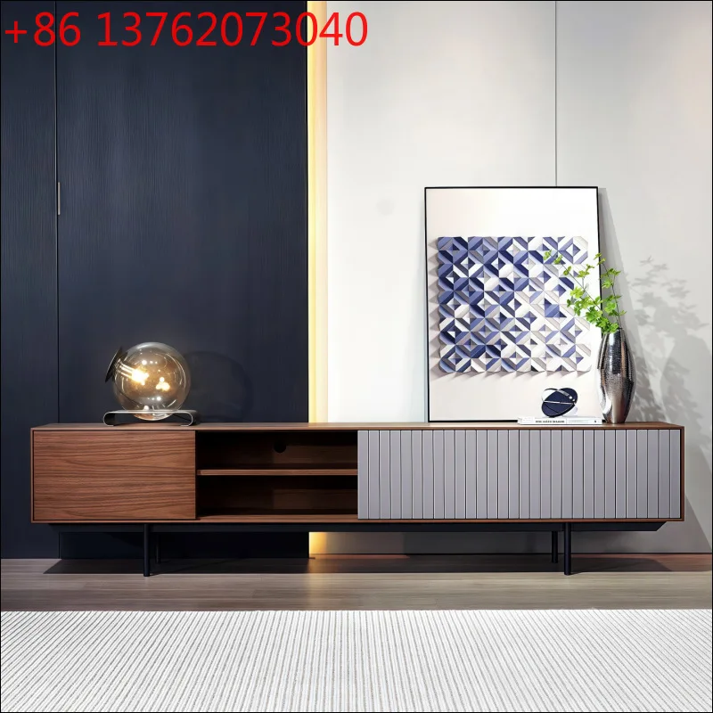 

Italian paint TV cabinet solid wood log living room audio-visual cabinet floor cabinet simple