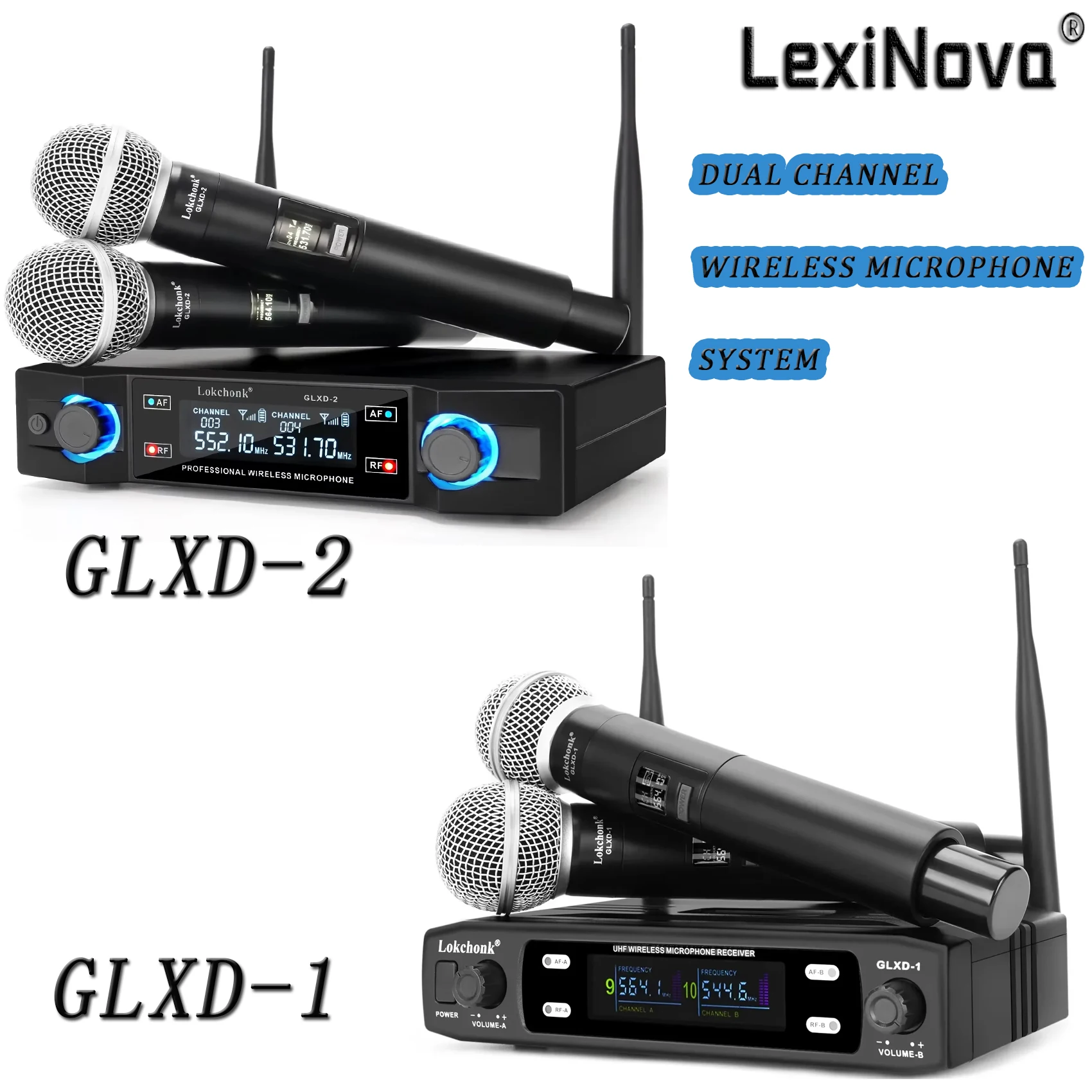 Wireless Microphone system GLXD-1 Dual Channel UHF Fixed Frequency Dynamic Handhe.ld  Microphone For Karaoke Party Wedding Stage