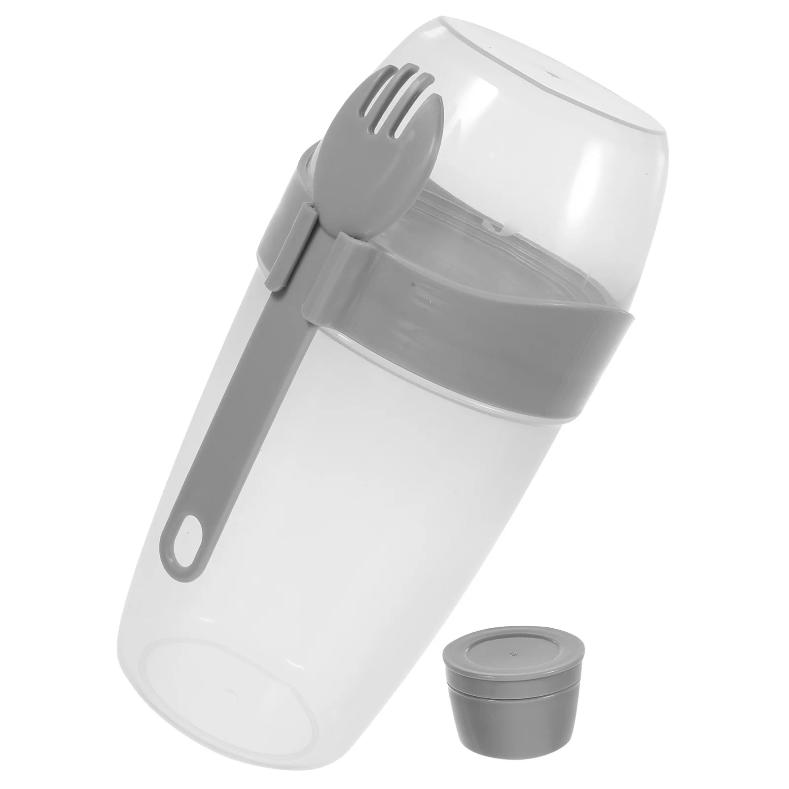 

1Set Multi-Purpose Salad Cup Double Layer Design with Fork Reusable Plastic for School Lunch Fruit Vegetable Storage
