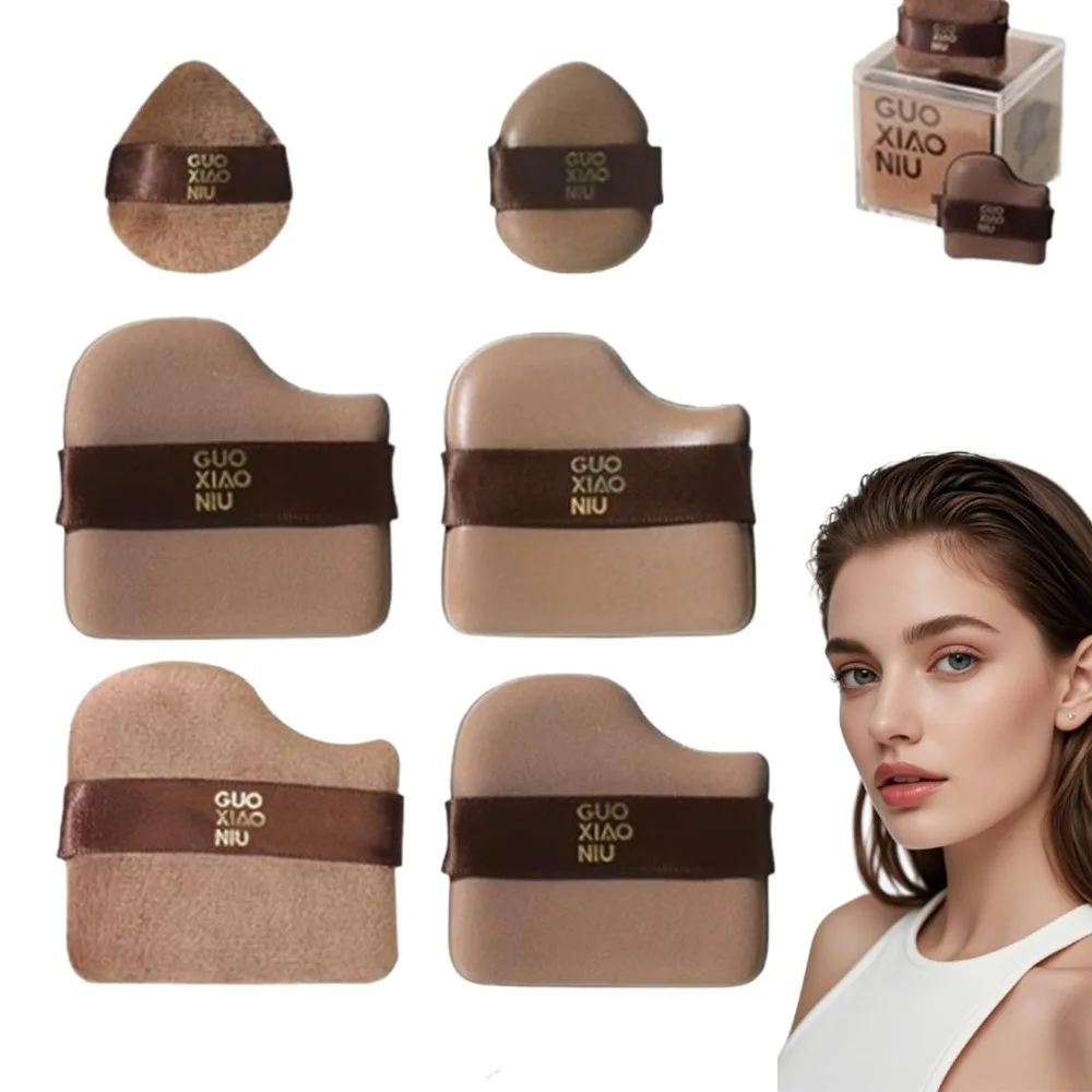 6pcs Mini Makeup Blender Puffs Quick Blending Chocolate Color Powder Puff Double Sided Makeup Tool Foundation Puff Set