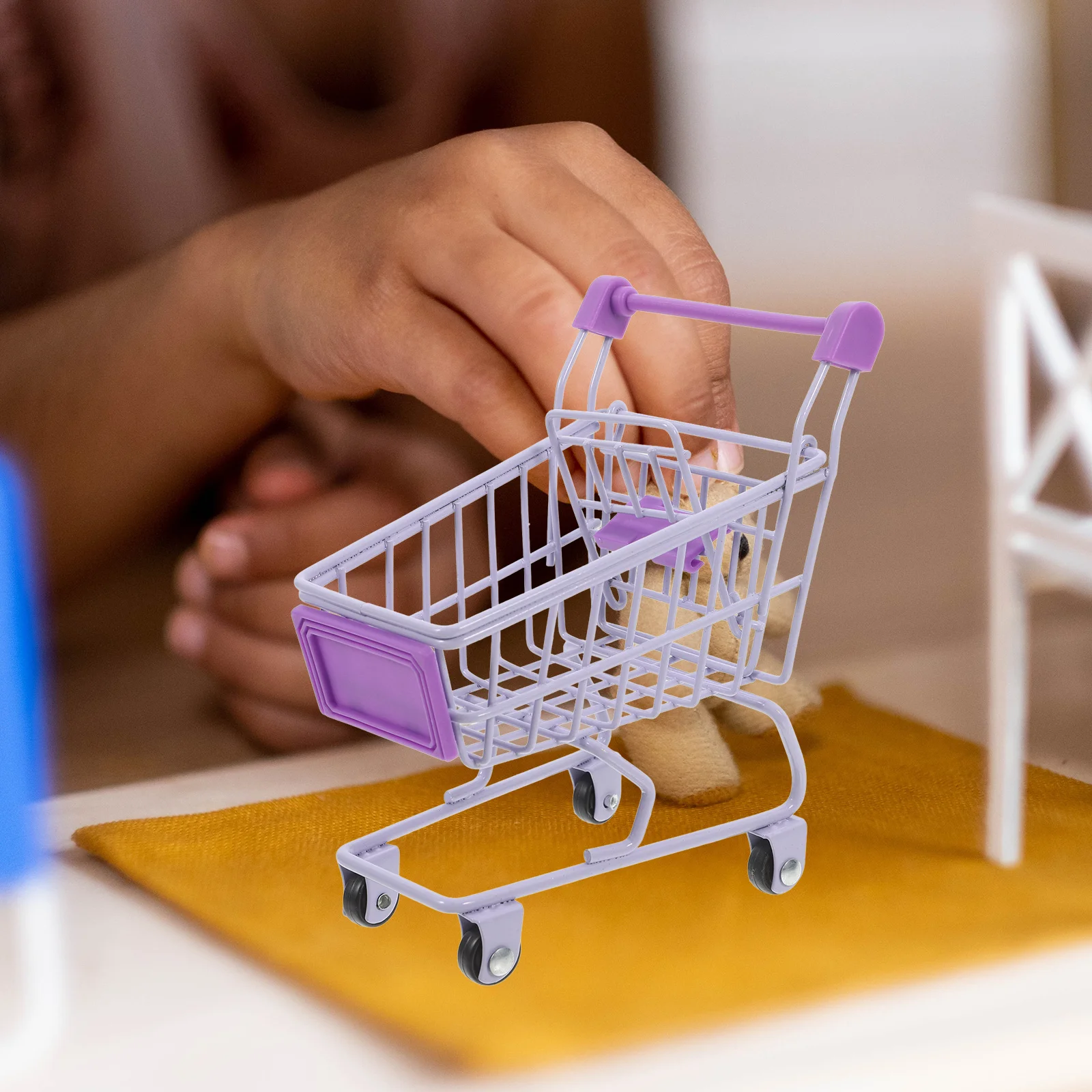 سلة تسوق صغيرة متعددة الوظائف عربة تسوق معدنية مصغرة للأطفال عربة يد ديكور صغيرة للسوبر ماركت #6