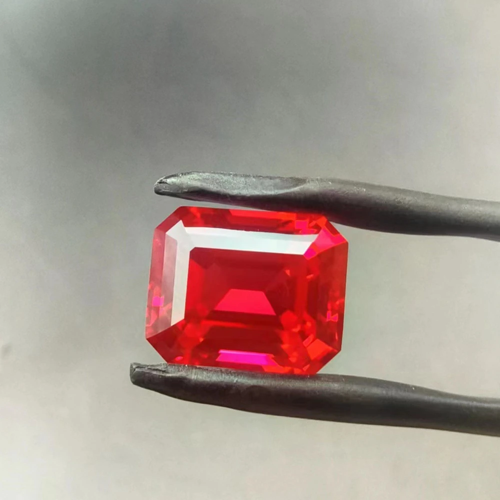 1PC/Lot Loose Gemstone Emerald Cut 7*9-9*11 Lab Grown Ruby Stone For DIY Ring