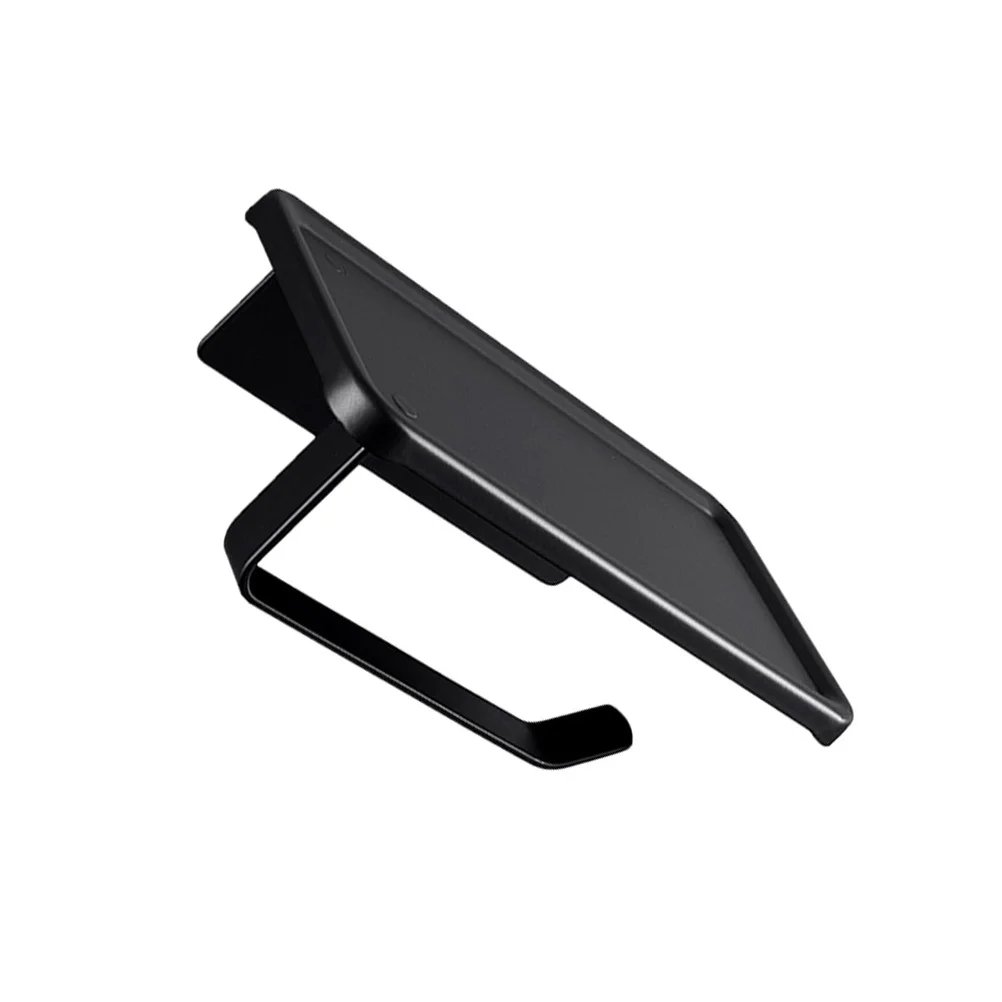 

1Pcs Roll Paper Holder Black Aluminum Alloy No Punching Wall-Mounted Bathroom Tissue Rack for Household Multi-Function Storage