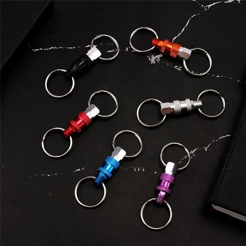 6Pack Pull Apart Keychain,Quick Release Keychain Aluminum Keychain With 2 Split Rings Chain Separate Detachable Key Ring Eco-Fri