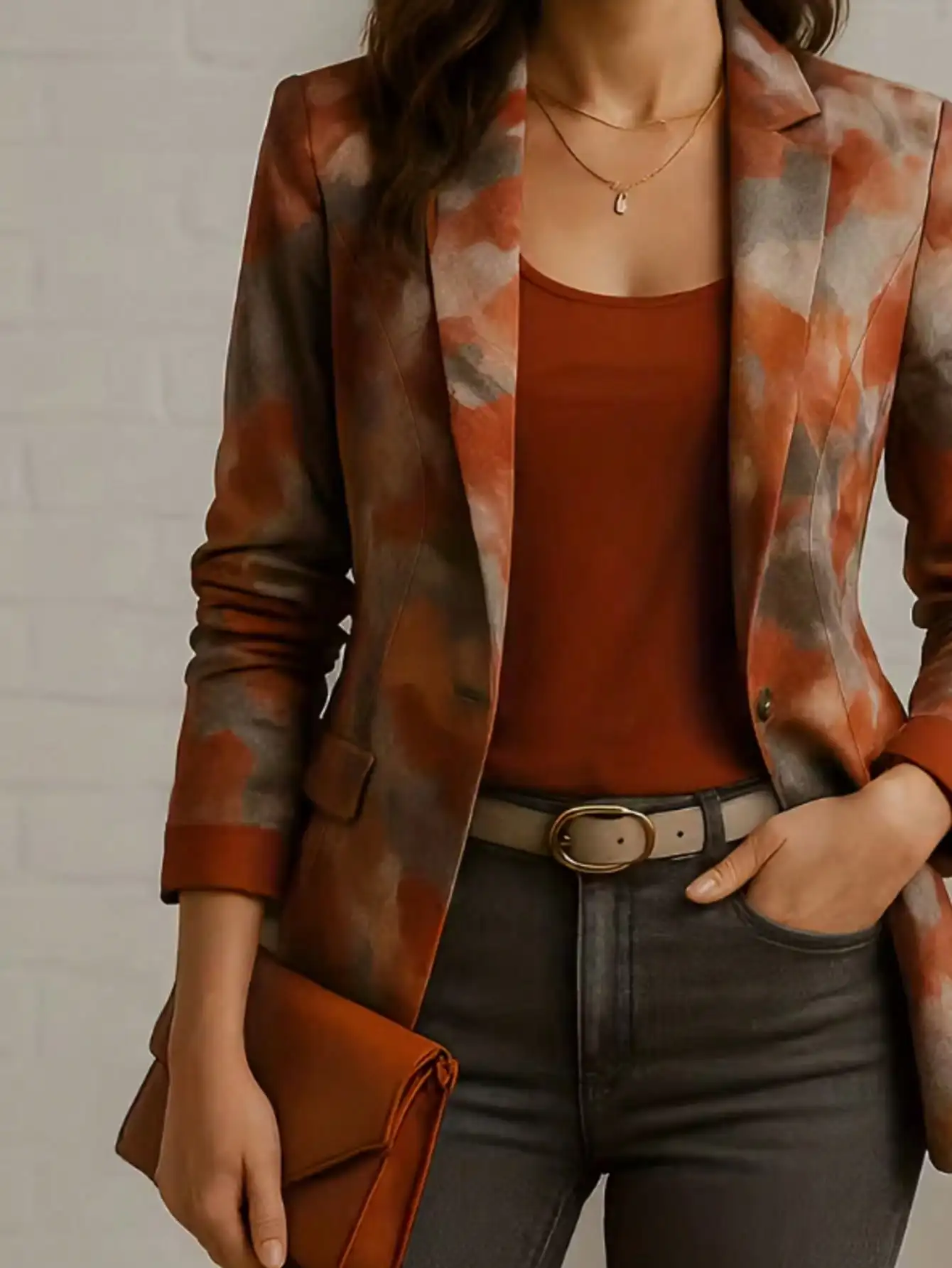 

Женский приталенный блейзер с абстрактным принтом, для повседневной носки и офиса