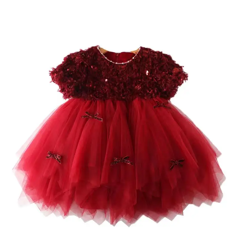 

Fashion Baby Girls Sequin Fluffy Tutu Princess Dress Child Thickened Splicing Dress Ball Gown Christmas Party Baby Clothes 2-10Y