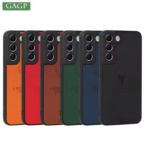 S22 Case Deer Classic Leather Case for Samsung Galaxy S20 FE S21 S22 Ultra S23 Plus A32 A22 A52 A53 A73 A51 Soft Cover