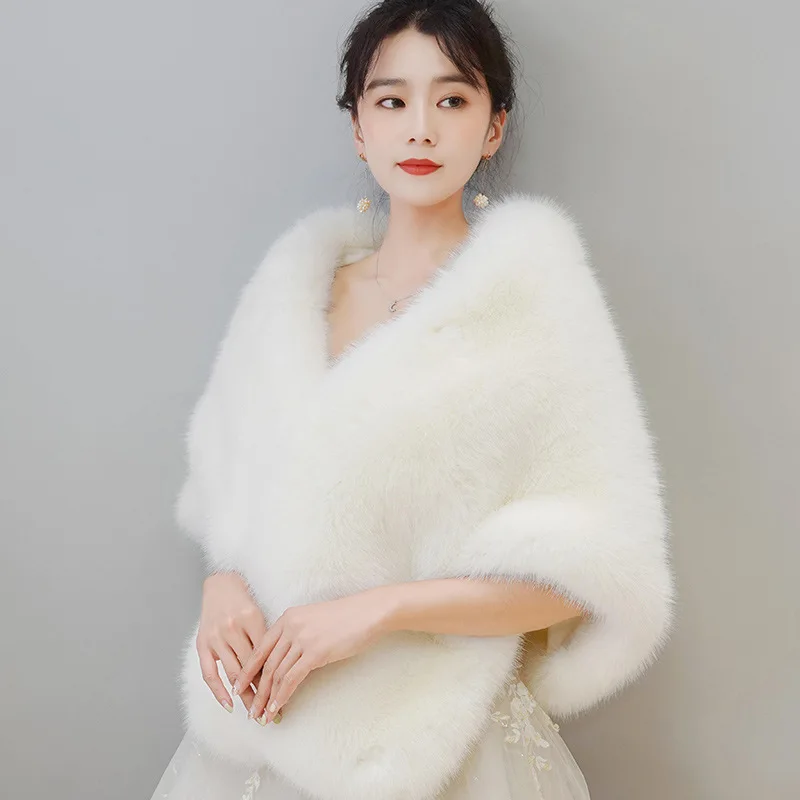 Women Faux Fur Fox Shawl Coats Jackets Cloak Short Coat Thick Warm Y2k Streetwear Jacket Work Outerwear Autumn Winter 2025