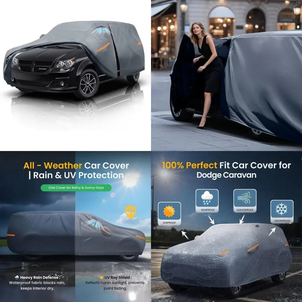 

Waterproof Heavy Duty Outdoor Full Exterior Minivan Car Cover for All Weather Protection, 200 Inch Length, Suitable for Minivans
