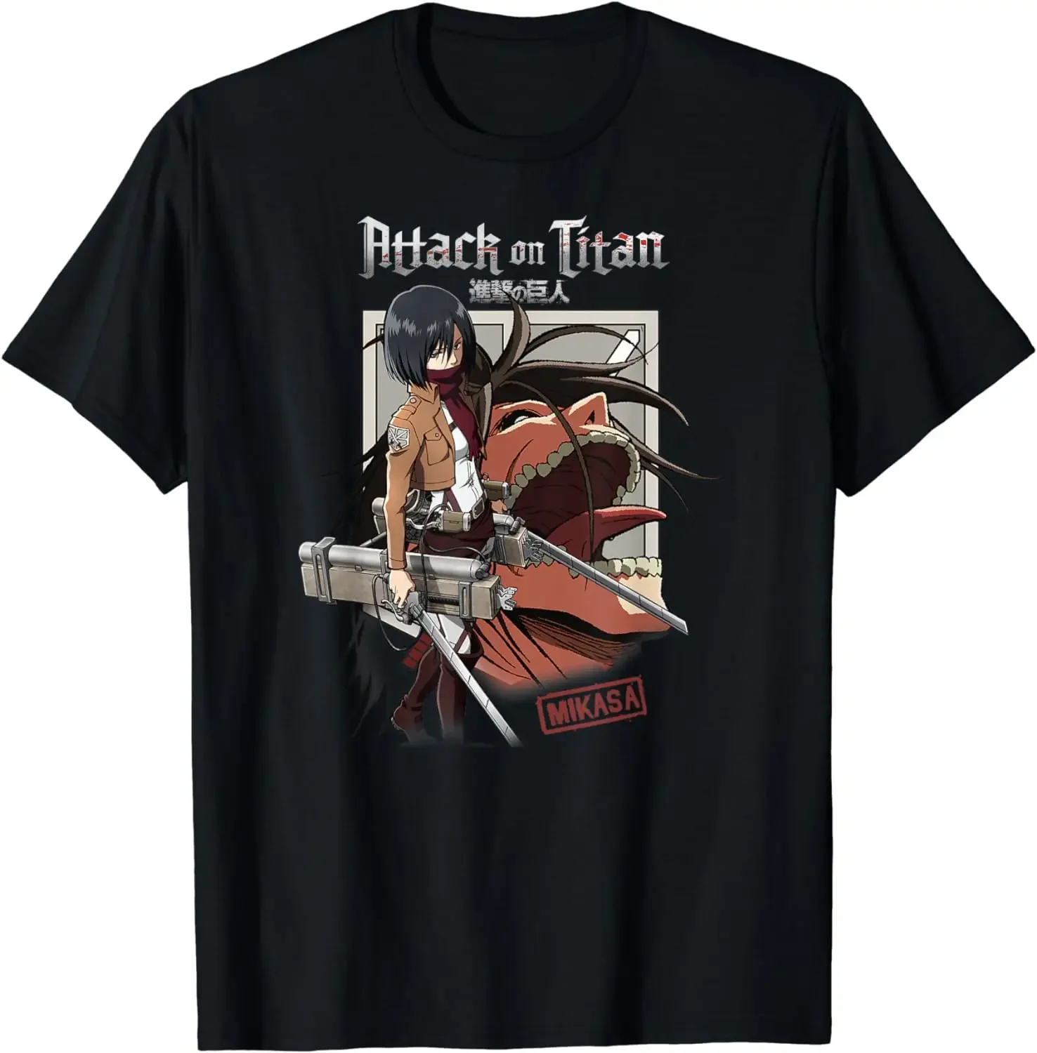 Attack on Titan Mikasa with Titan T-Shirt  Graphic T Shirts  Men Clothing Anime Clothes Tops  Ropa De Hombre