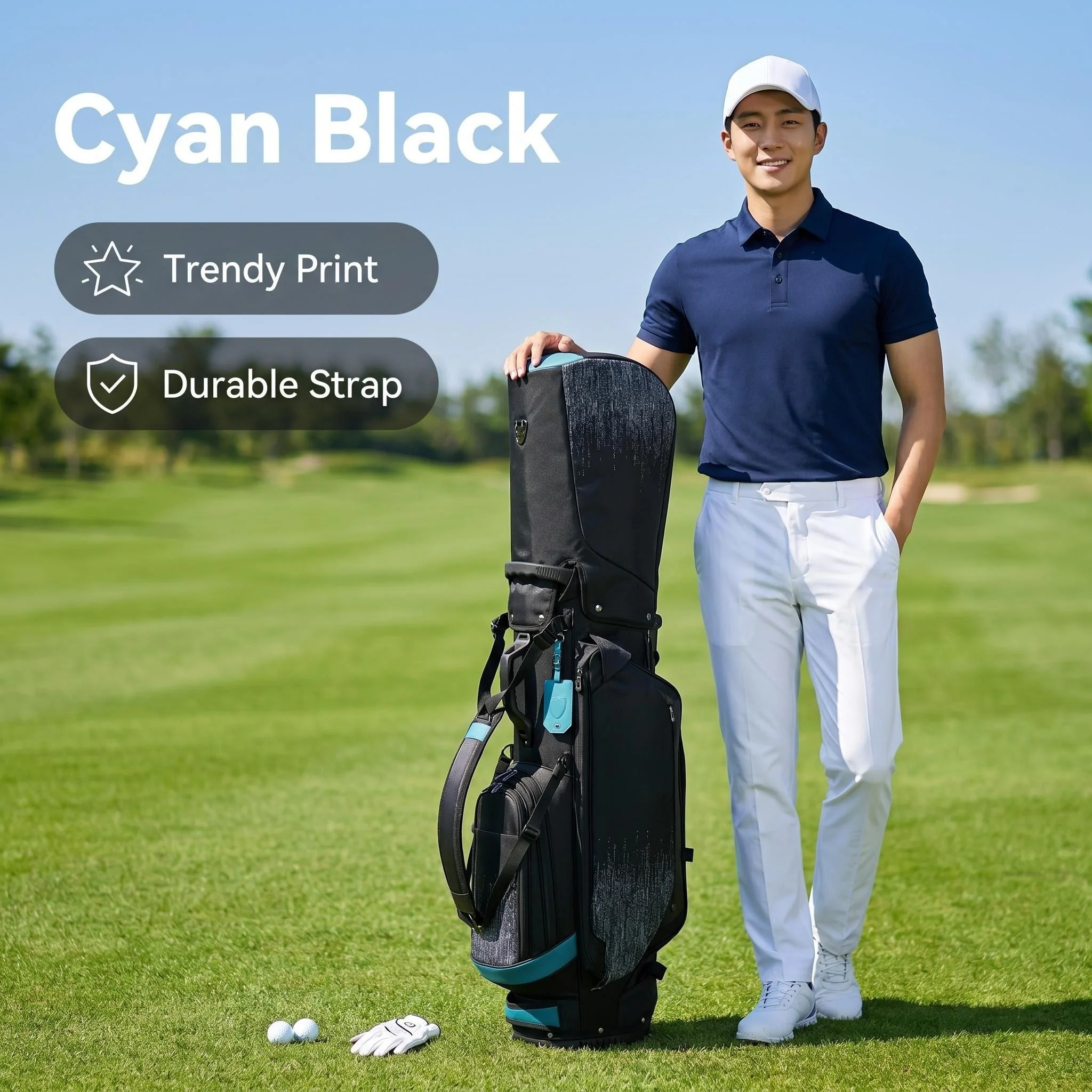 Borsa da golf AmazingKri, borsa da golf con supporto, borsa porta palline