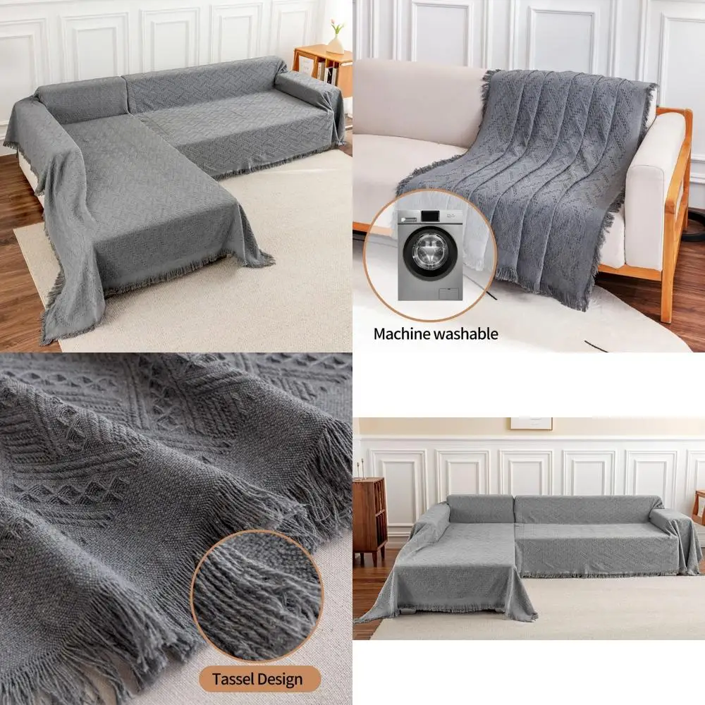 

L-Shaped Sectional Sofa Covers, 2-Piece Couch Cover Set, Extra Large Sectional Sofa Cover with Long-Lasting Protection