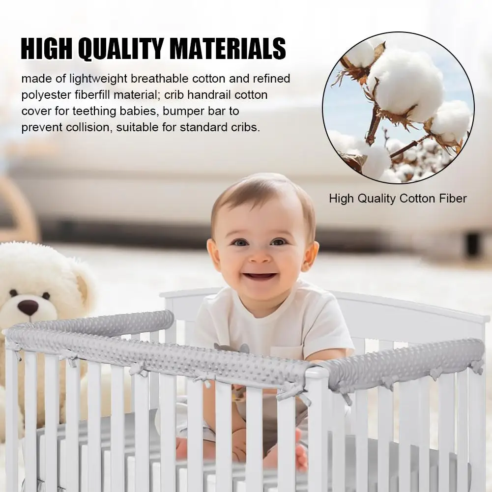 Soft Crib Guardrail Cover 3-piece Set Baby Protection Baby Anti-chewing Strip Breathable Multi-purpose Universal Guardrail Cover