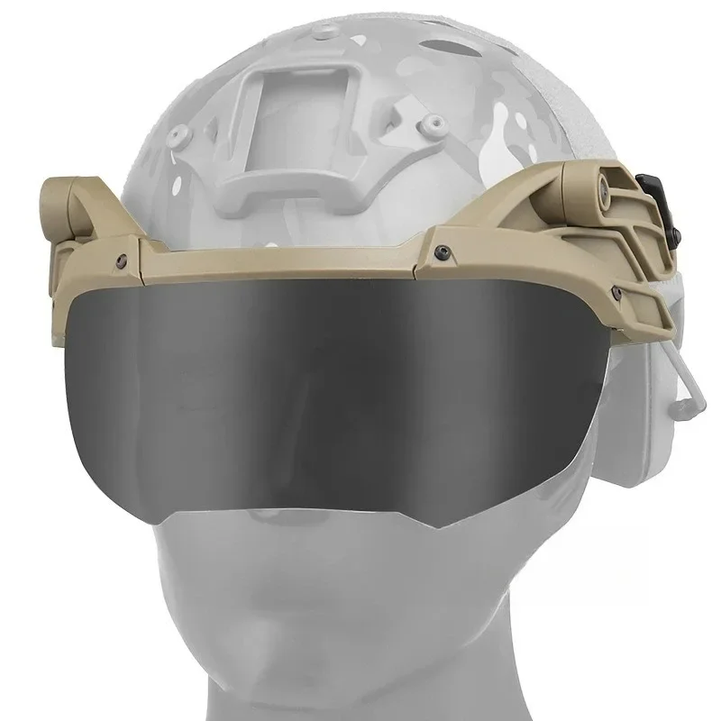 

Tactical helmet outer suspension flip goggles, nylon body, transparent PC lens