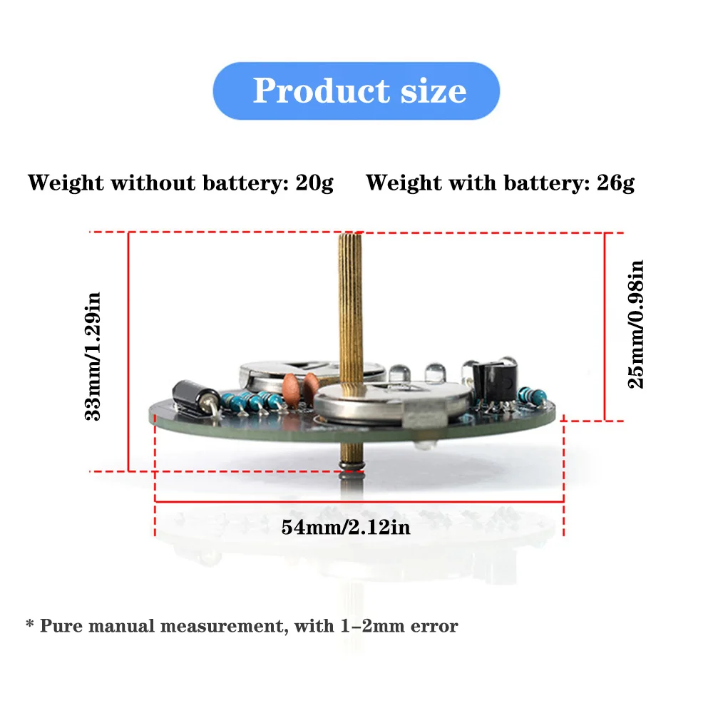 Giroscopio giratorio LED de escritorio, producción electrónica, kit de bricolaje, placa de circuito de luz intermitente, componentes de kit de