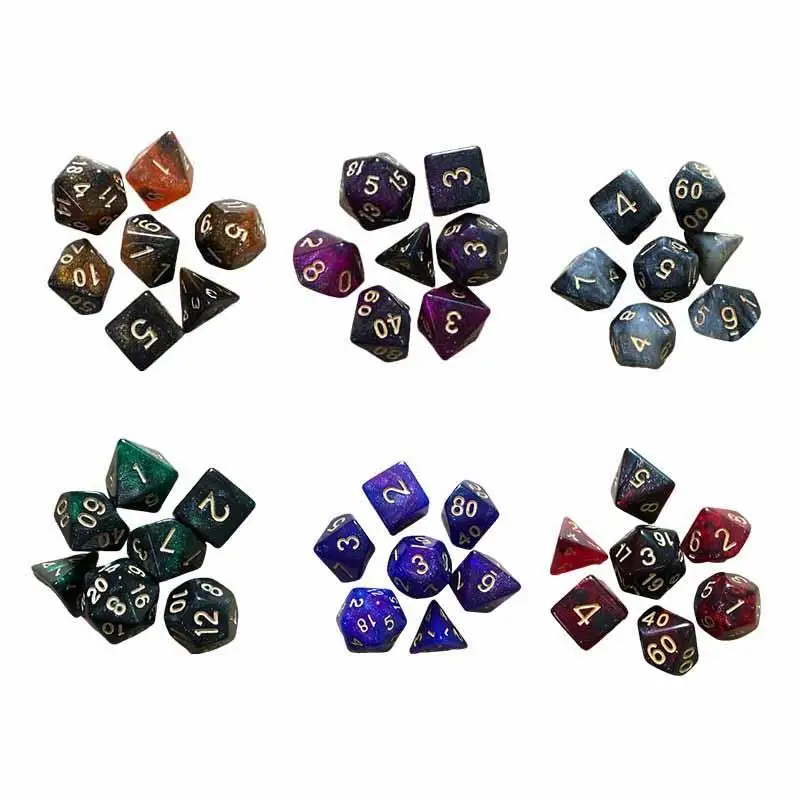 Set For Kids Adults Game Entertainment Dice Outdoor Sports Game 7PCS Acrylic Polyhedral Dice For DND RPG MTG Party Game Toy