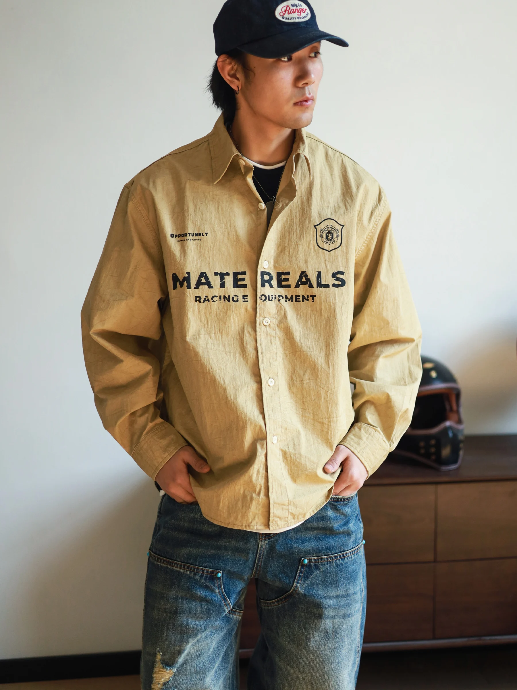 

Брюки HYMG свободного кроя с винтажным принтом, в стиле ретро, повседневные, рабочие, прямые, со средней посадкой, на молнии