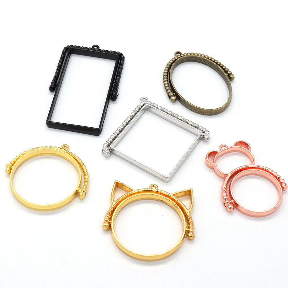 

25 шт. вращающихся подвесок-основ для кулонов из сплава, полые заготовки для изготовления украшений своими руками, мини-шармы из смолы с блестками, кабошоны для ожерелий