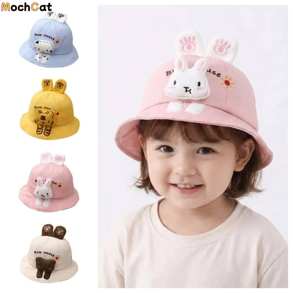 

Korean Style Baby Bucket Hat Cartoon Animal Sun Protection Children Sun Hat Bucket Hat UV Protection Fisherman Hat Kids Wear