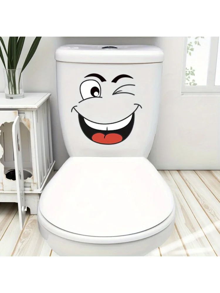 Autocollants de visage de dessin animé, auto-adhésifs, compatibles avec Surface en plastique, décoration de la maison, adaptés aux poubelles, décoration de toilettes, 4 feuilles/ensemble
