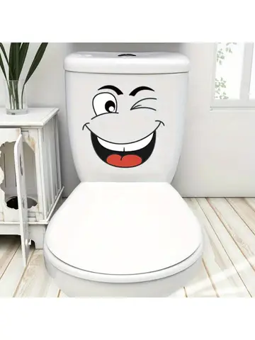 4 sheets/Set Cartoon Face Stickers,Self-Adhesive, Plastic Surface Compatible,Home Decoration Suitable for Trash Can, oilet Decor