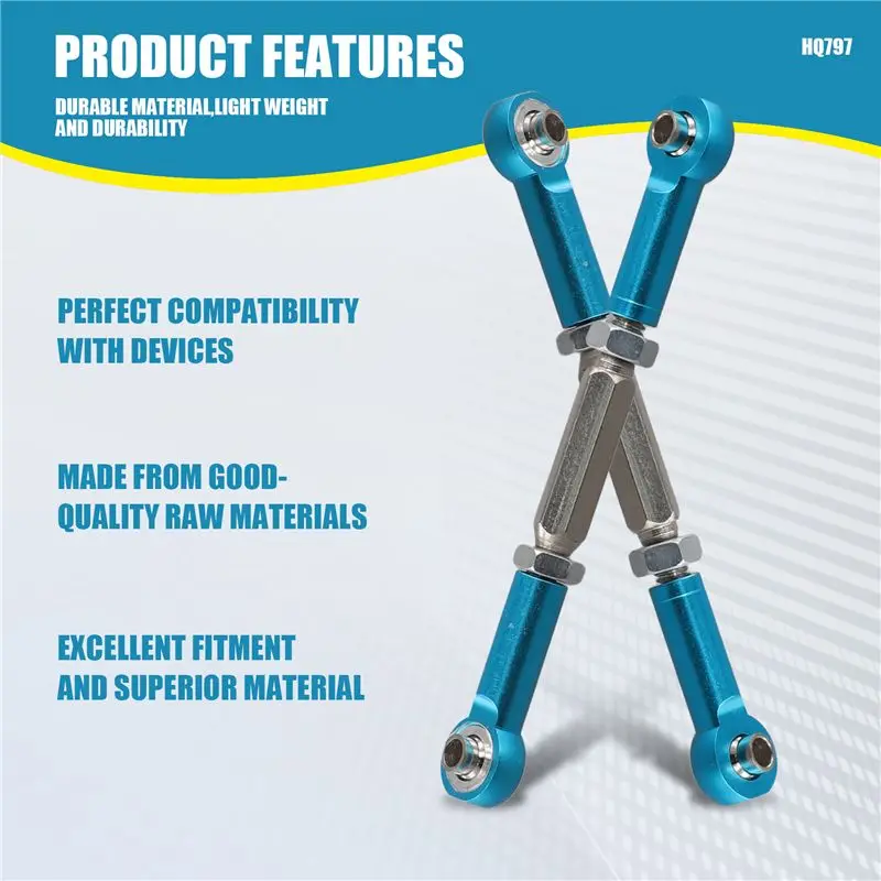 T84C-2Pcs 메탈 조절식 스티어링 링크 서보 링크 풀 로드 트랙사스 슬래시 4X4 5807 HQ727 1/10 RC 자동차 업그레이드 부품