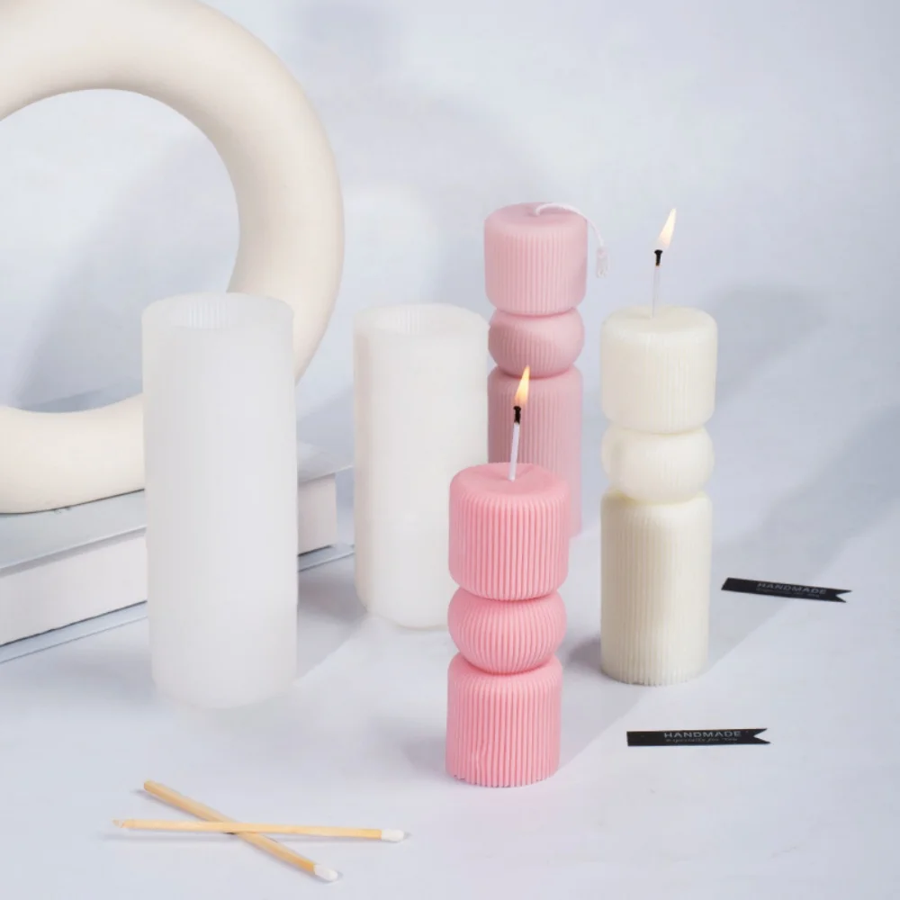 

DIY полосатая цилиндрическая силиконовая форма для свечей, аромалет, цилиндрическая форма для декора из гипсовой смолы, принадлежности для изготовления свечей из соевого воска ручной работы