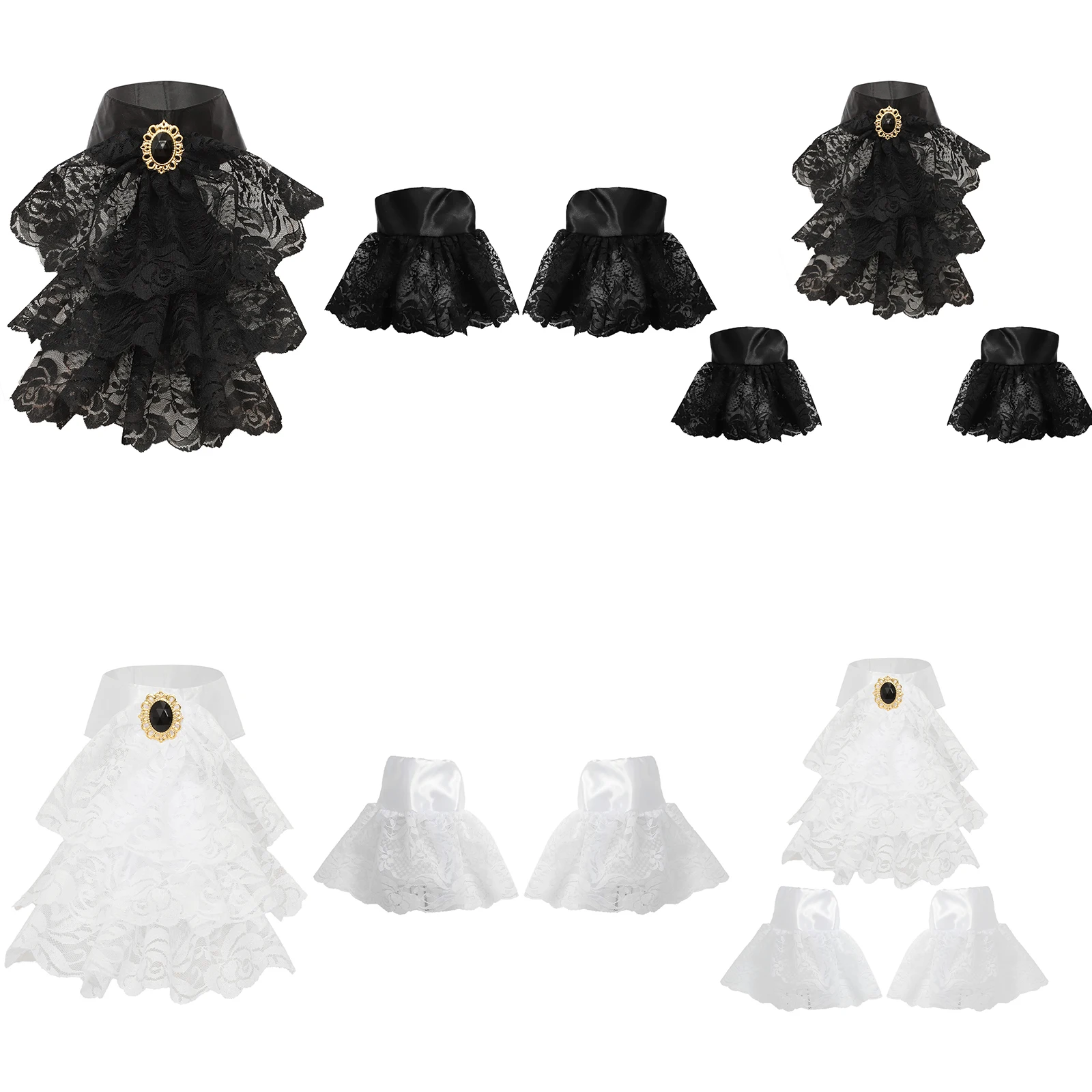 Ruffled Neck Collar Tulle Ruffled Lace Collar Detachable Renaissance Neck Cover Stage Party for Women Costume Accessory