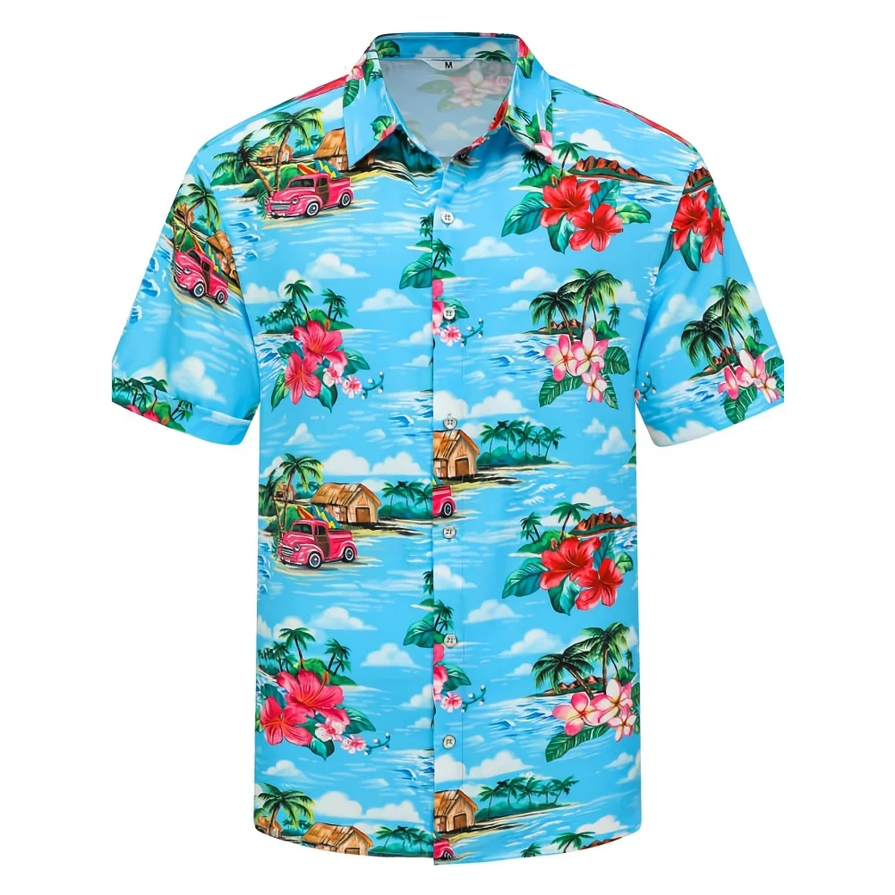 

Tropical Plants 3D Print Men's Short Sleeve Shirt Hawaiian Floral Button Shirt Summer Casual Shirt Camping Shirt Vacation Blouse